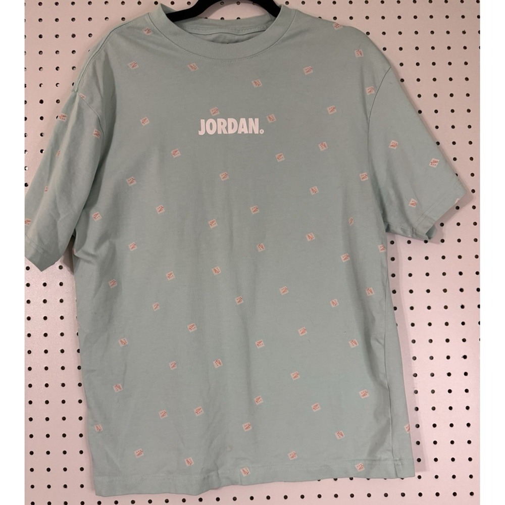 Nike Air Jordan Jump Man Logo AOP Aqua T-Shirt Men Large